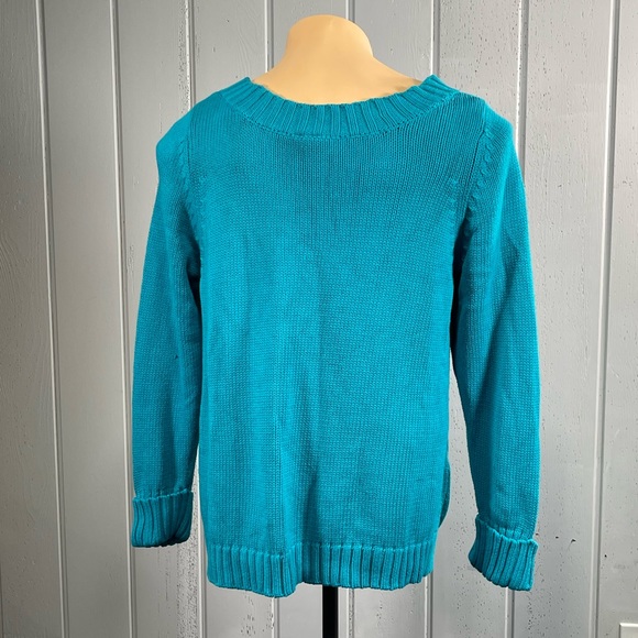 Lane Bryant Woman’s Turquoise Knitted V-Neck Sweater Sz 26-28 - Picture 3 of 10
